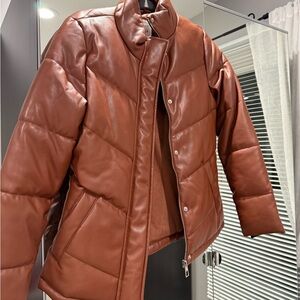 Brown/Camel Vegan Leather Puffer. Similar to famous Bagatelle Puffer